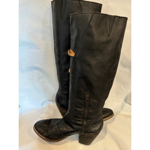 Holding Horses Anthropologie Tall Boots Leather Size 38 Black Made in Spain - Picture 3 of 7